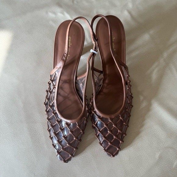 CULT GAIA
Soray 75 Knotted Leather And Pvc Slingback Pumps - Picture 3 of 14